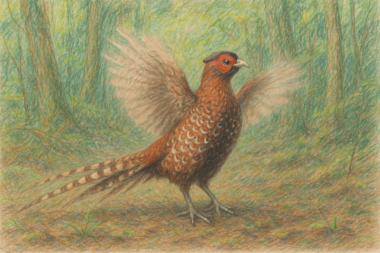 キジとヤマドリの違い　ヤマドリの母衣打ち