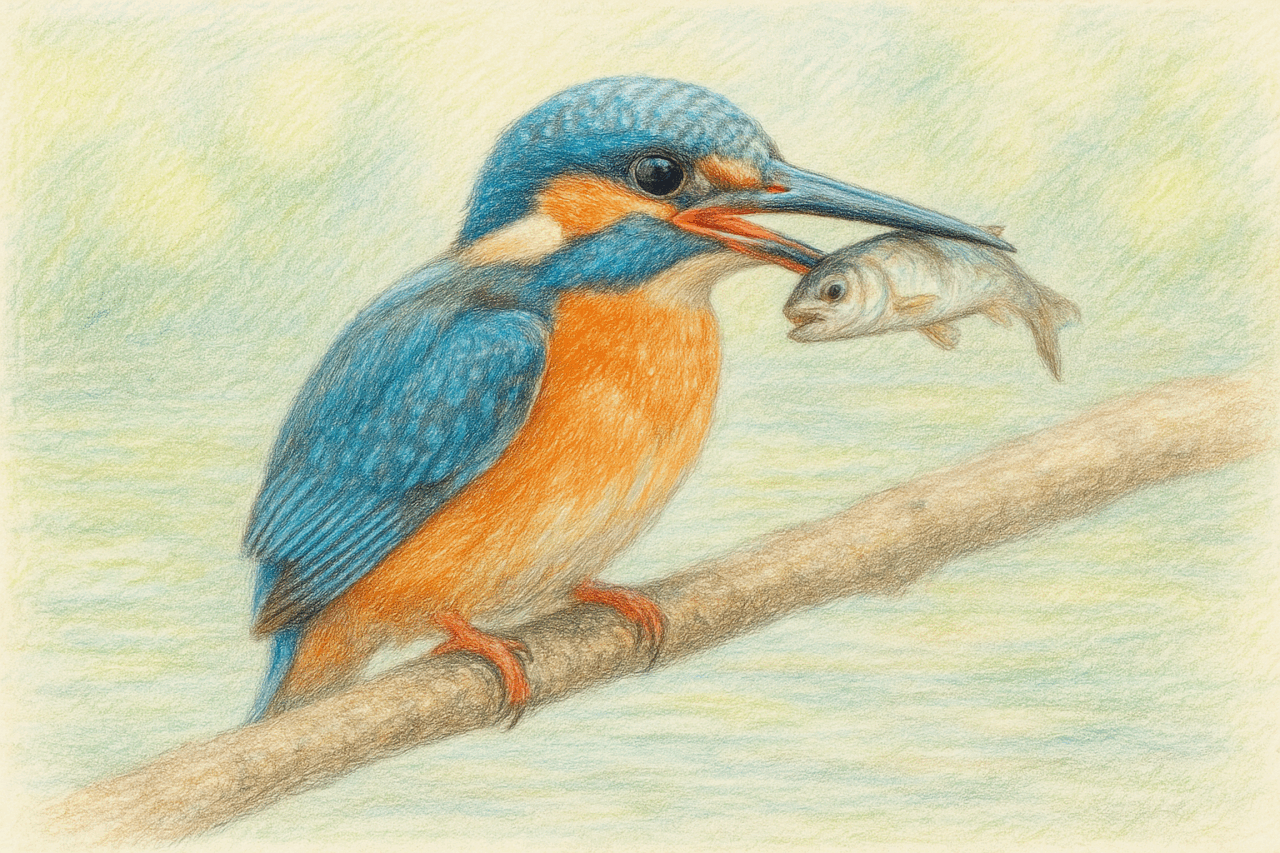 カワセミとヤマセミの違い (2) 魚を咥えるカワセミ