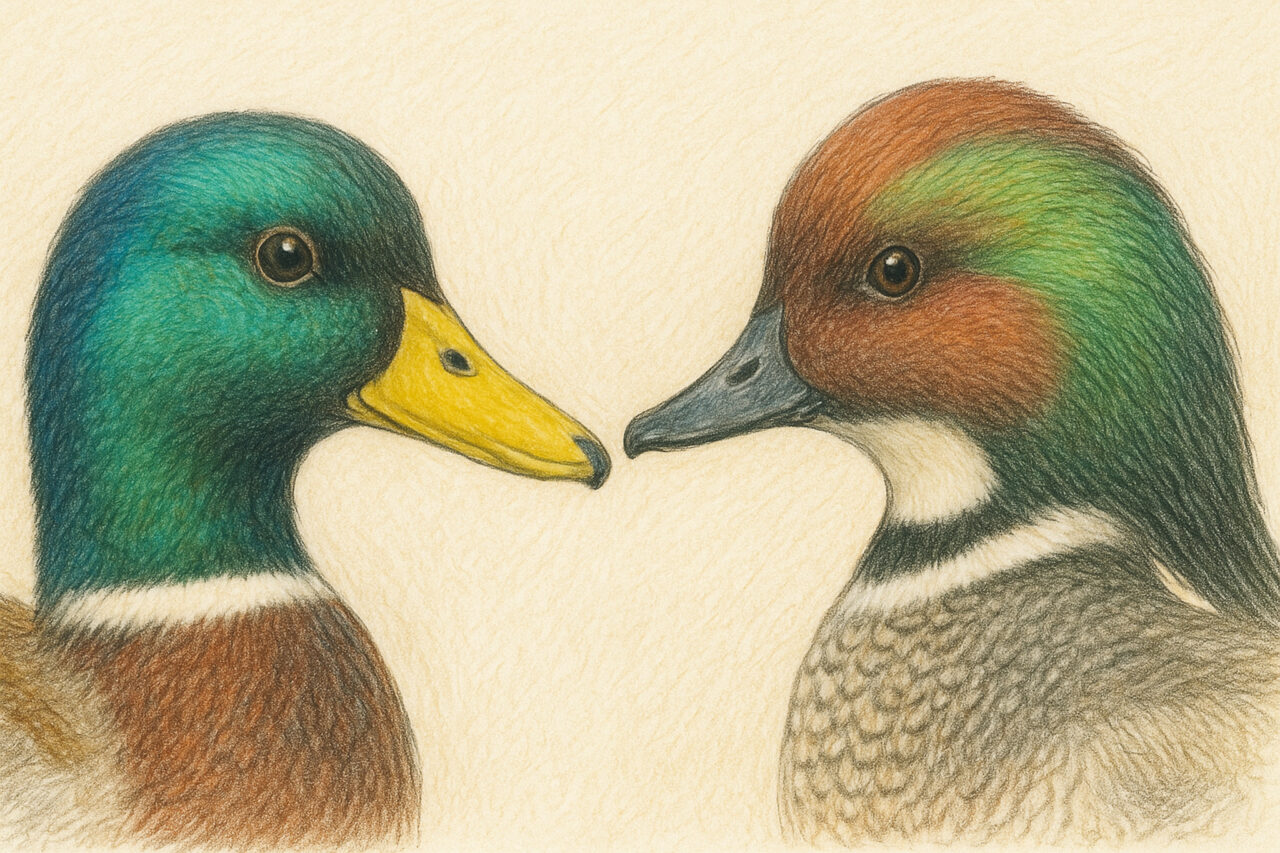 マガモとヨシガモの違いと識別ポイント 顔の違い