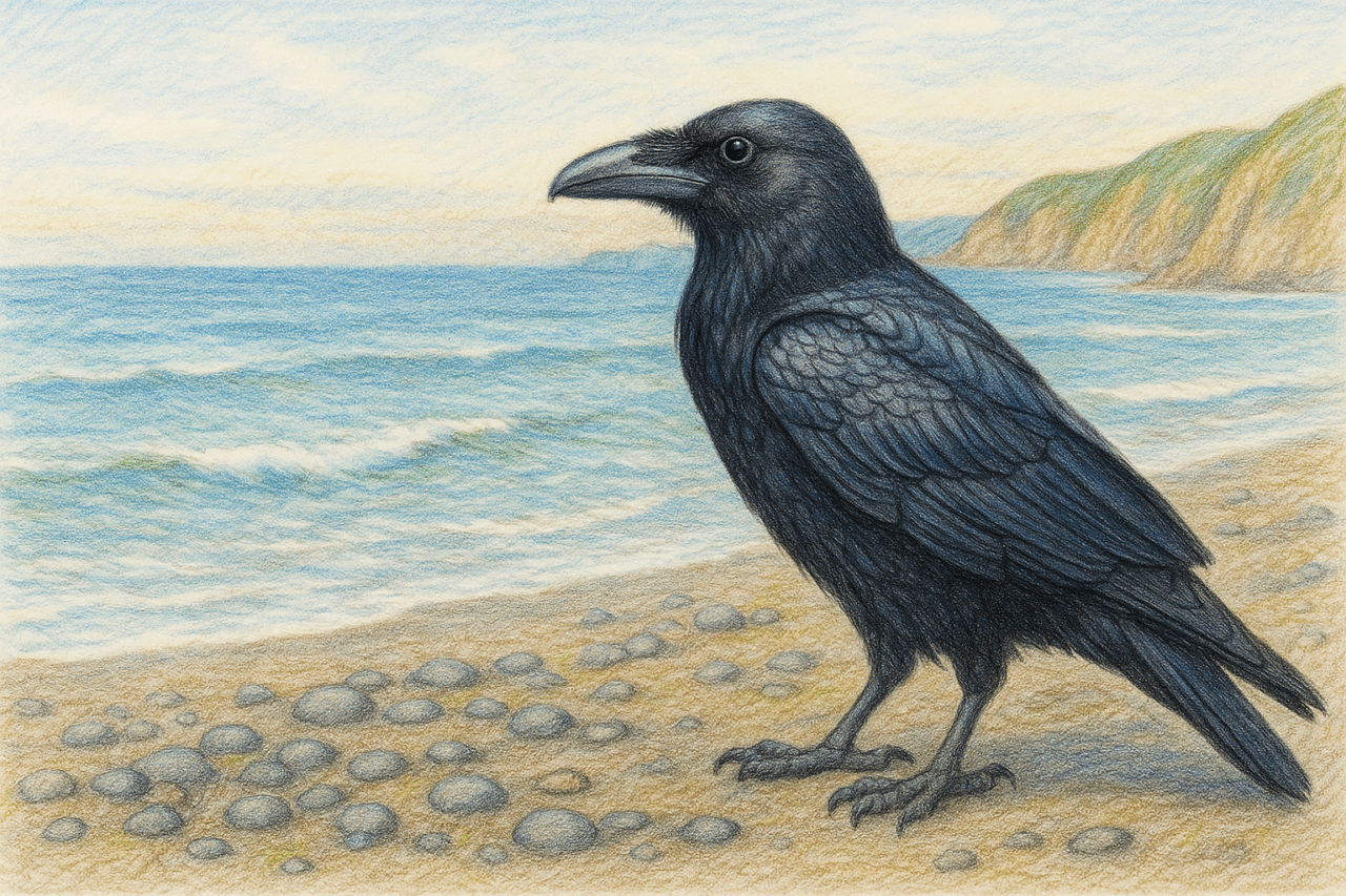 ワタリガラス　日本で見られるカラス科の野鳥