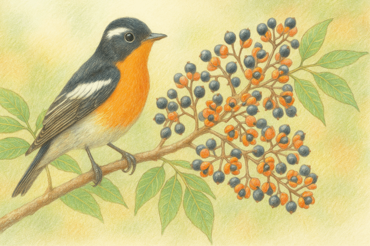 ムギマキとキビタキの違いと見分け方　ムギマキとカラスザンショウ