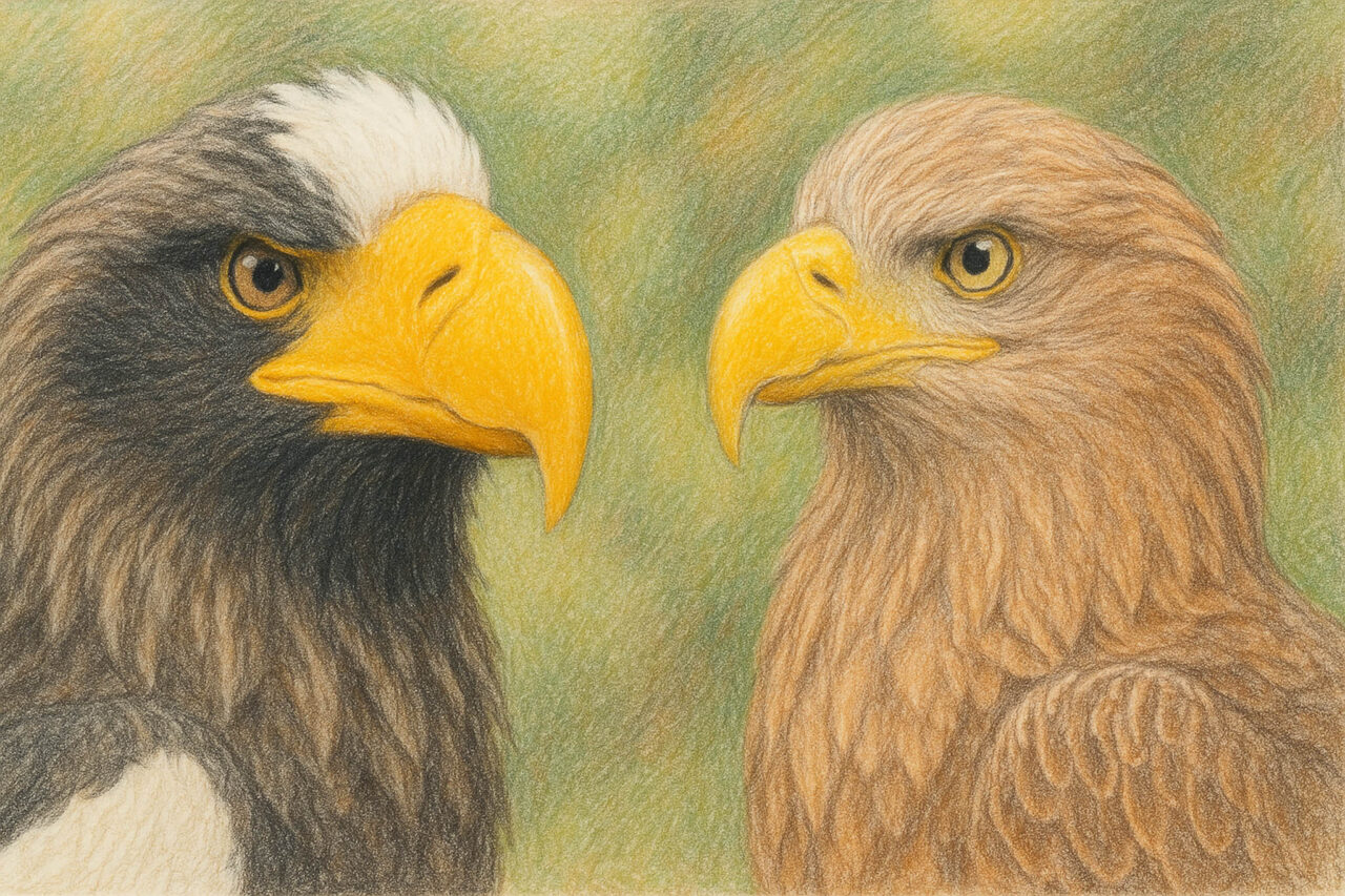 オオワシとオジロワシの違いと見分け方 (6)　顔の違い