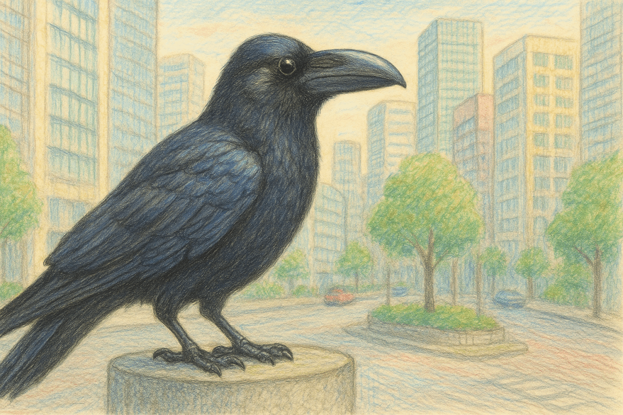 ハシブトガラス　日本で見られるカラス科の野鳥