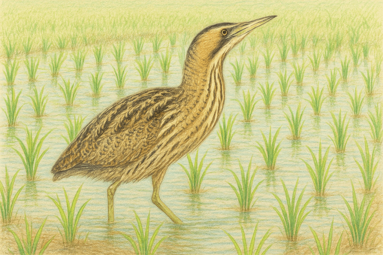 サンカノゴイ　田んぼ