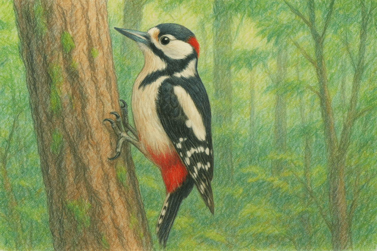 アカゲラ 日本で見られるキツツキ科の野鳥