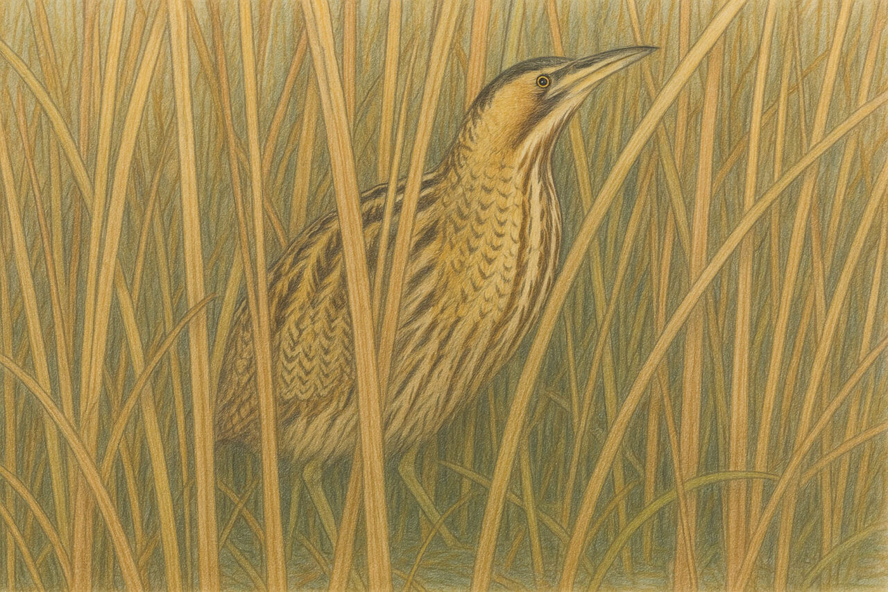 サンカノゴイ　ヨシ原