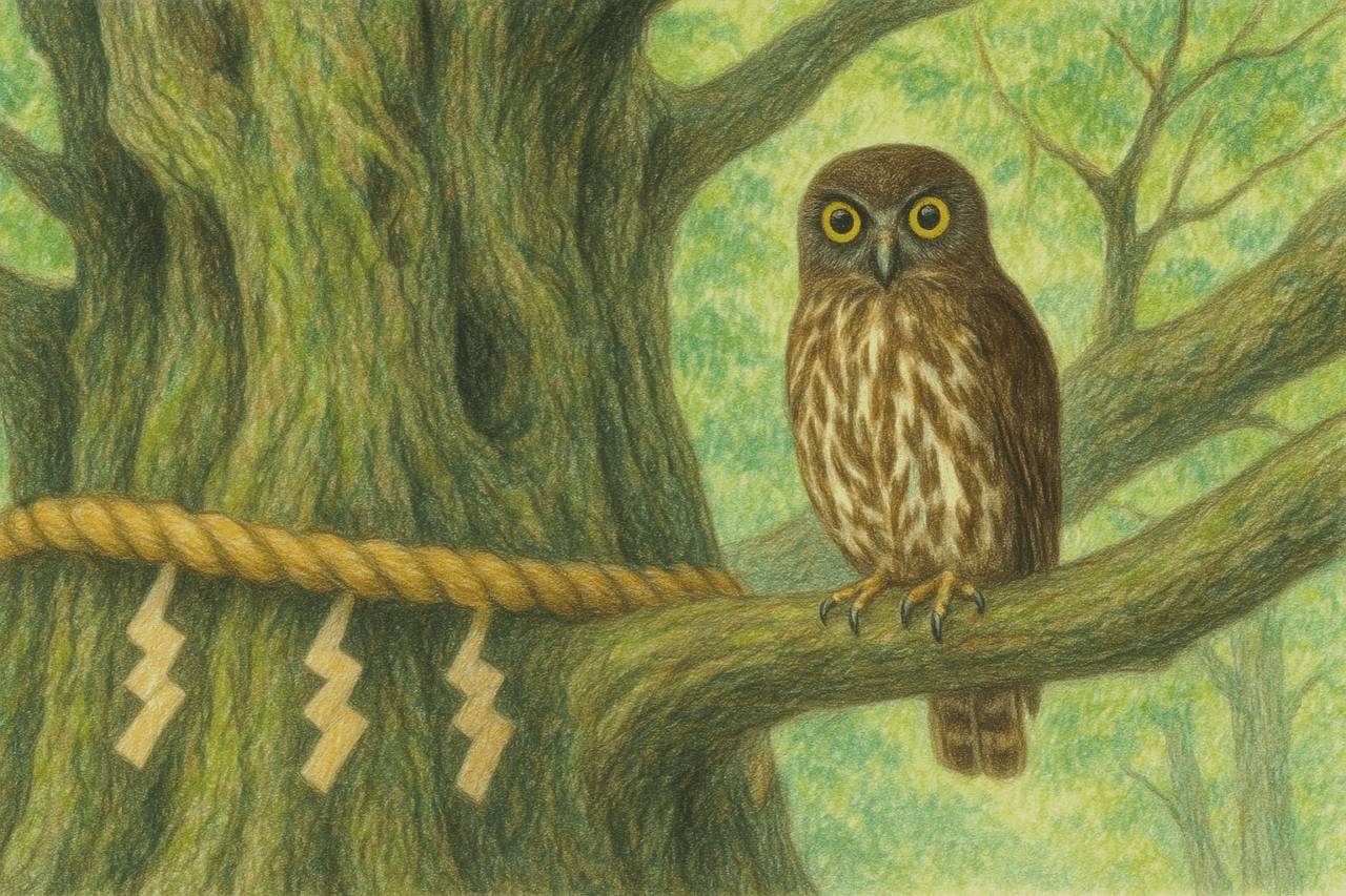 アオバズク　東京都内で見られる野生のフクロウ