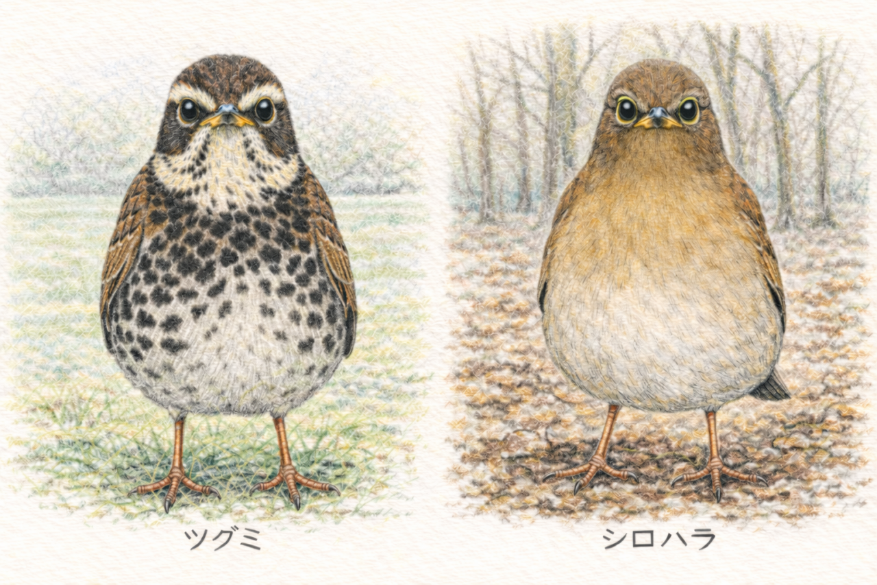 ツグミとシロハラの違いと見分け方　お腹の違い