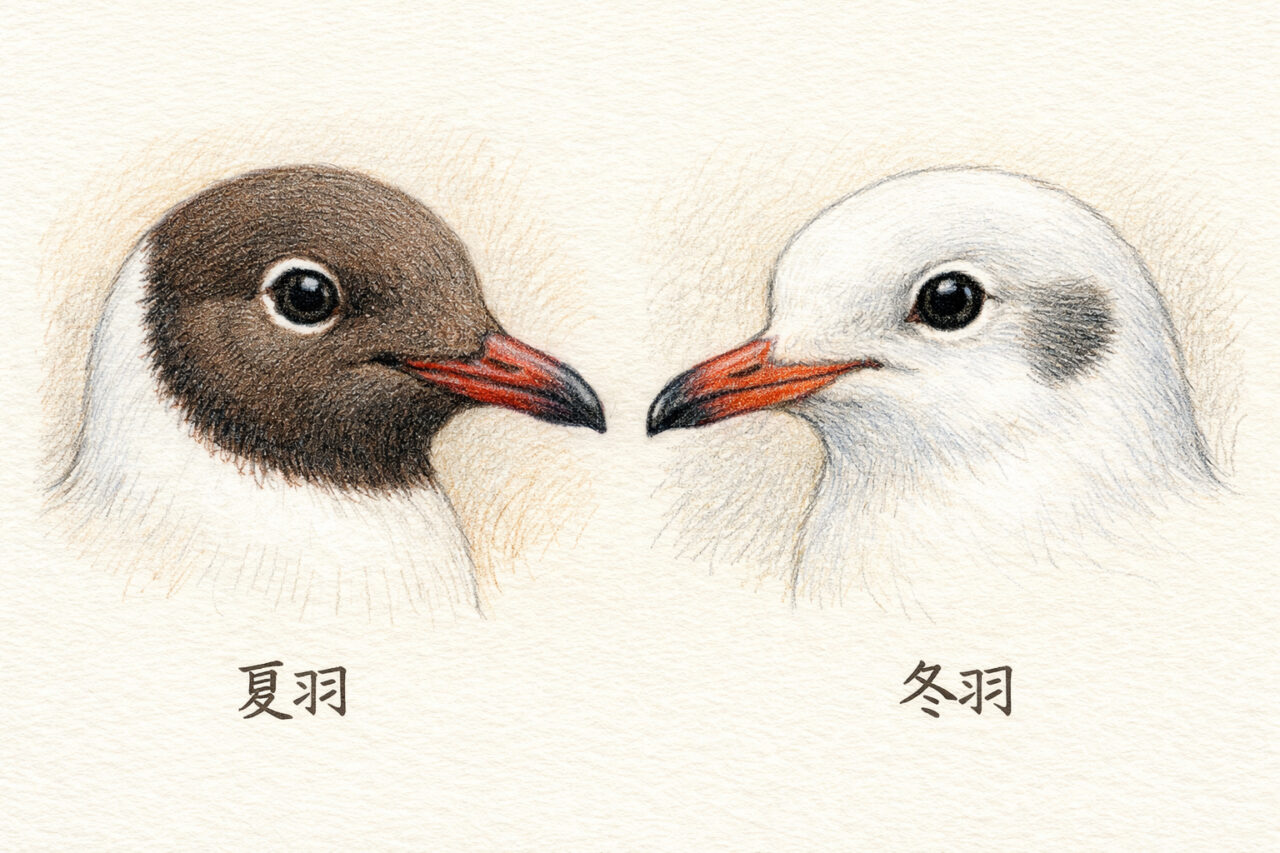 ユリカモメの夏羽と冬羽の違いと見分け方 夏羽と冬羽の違い