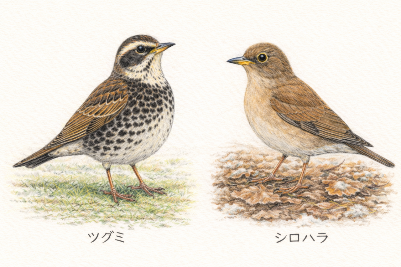 ツグミとシロハラの違いと見分け方