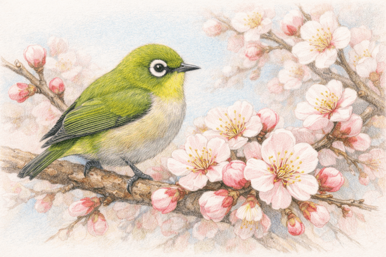 スズメよりも小さい野鳥　メジロ