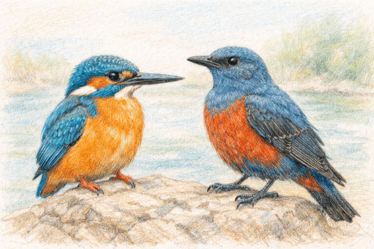 カワセミとイソヒヨドリの違いと見分け方 見た目の違い