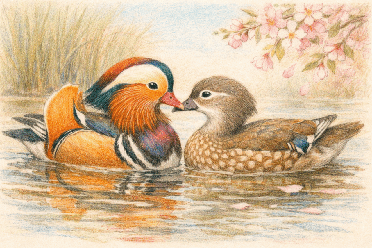 オシドリのオスとメスの違いと見分け方 おしどり夫婦