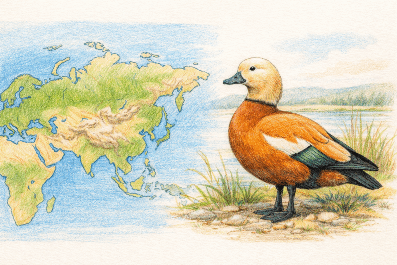 アカツクシガモ　世界の生息地