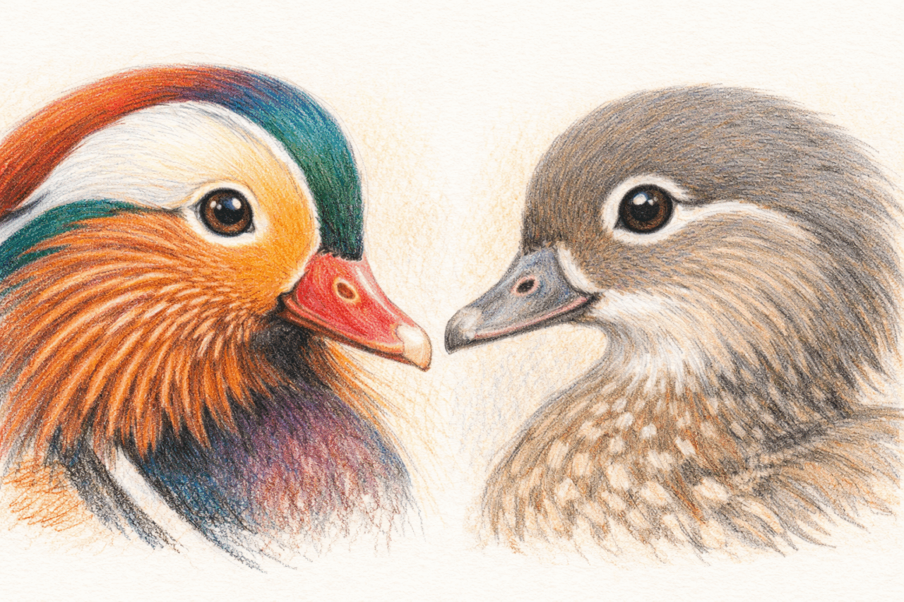 オシドリのオスとメスの違いと見分け方 顔の違い