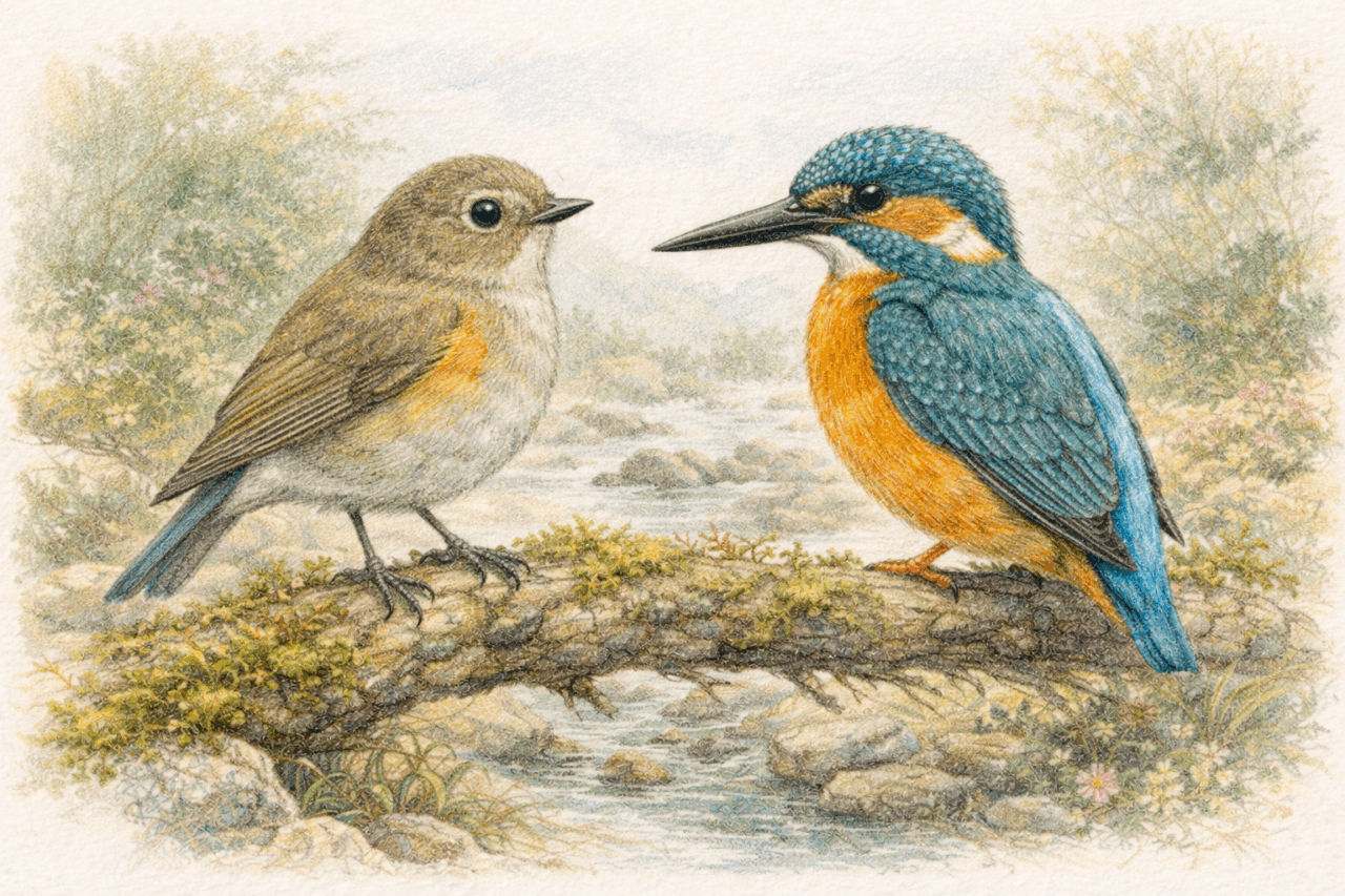 ルリビタキとカワセミの違いと見分け方 メスの違い