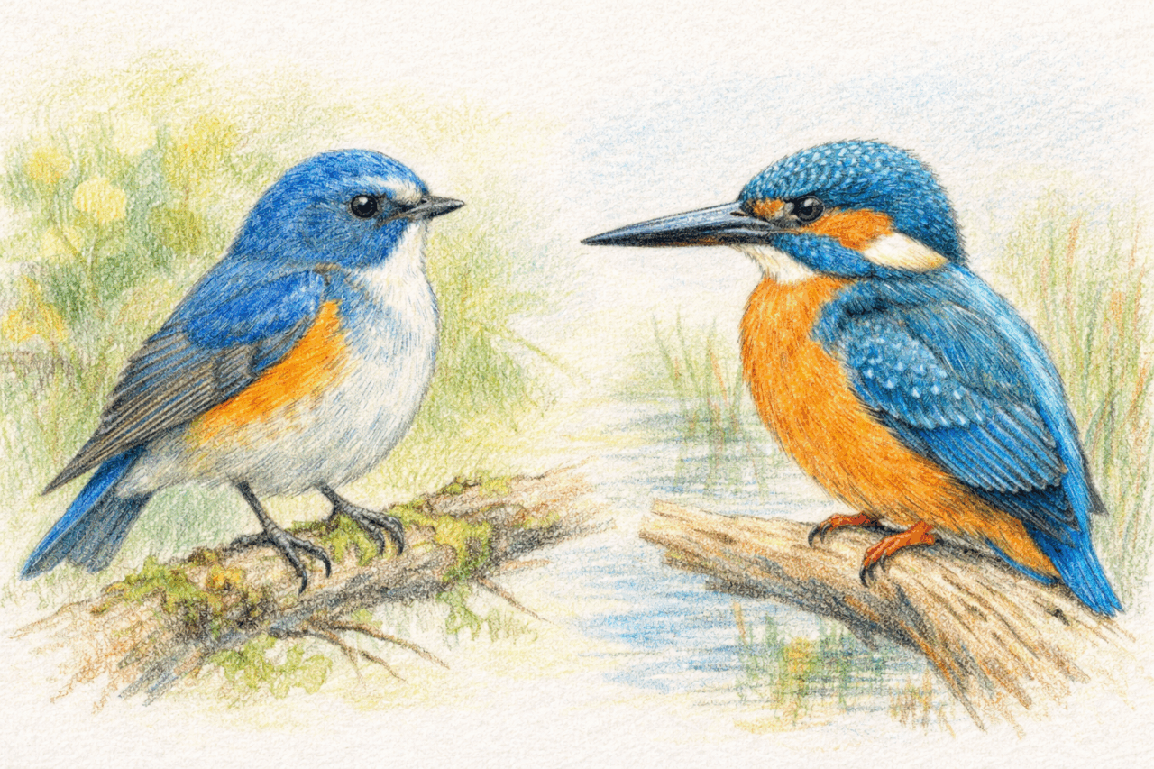 ルリビタキとカワセミの違いと見分け方 オスの見た目の違い