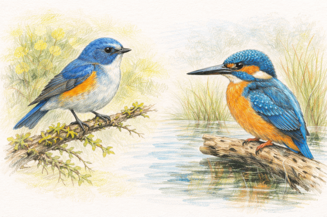 ルリビタキとカワセミの違いと見分け方