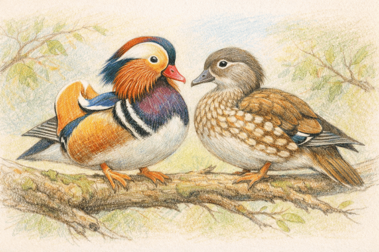 オシドリのオスとメスの違いと見分け方 オスとメス