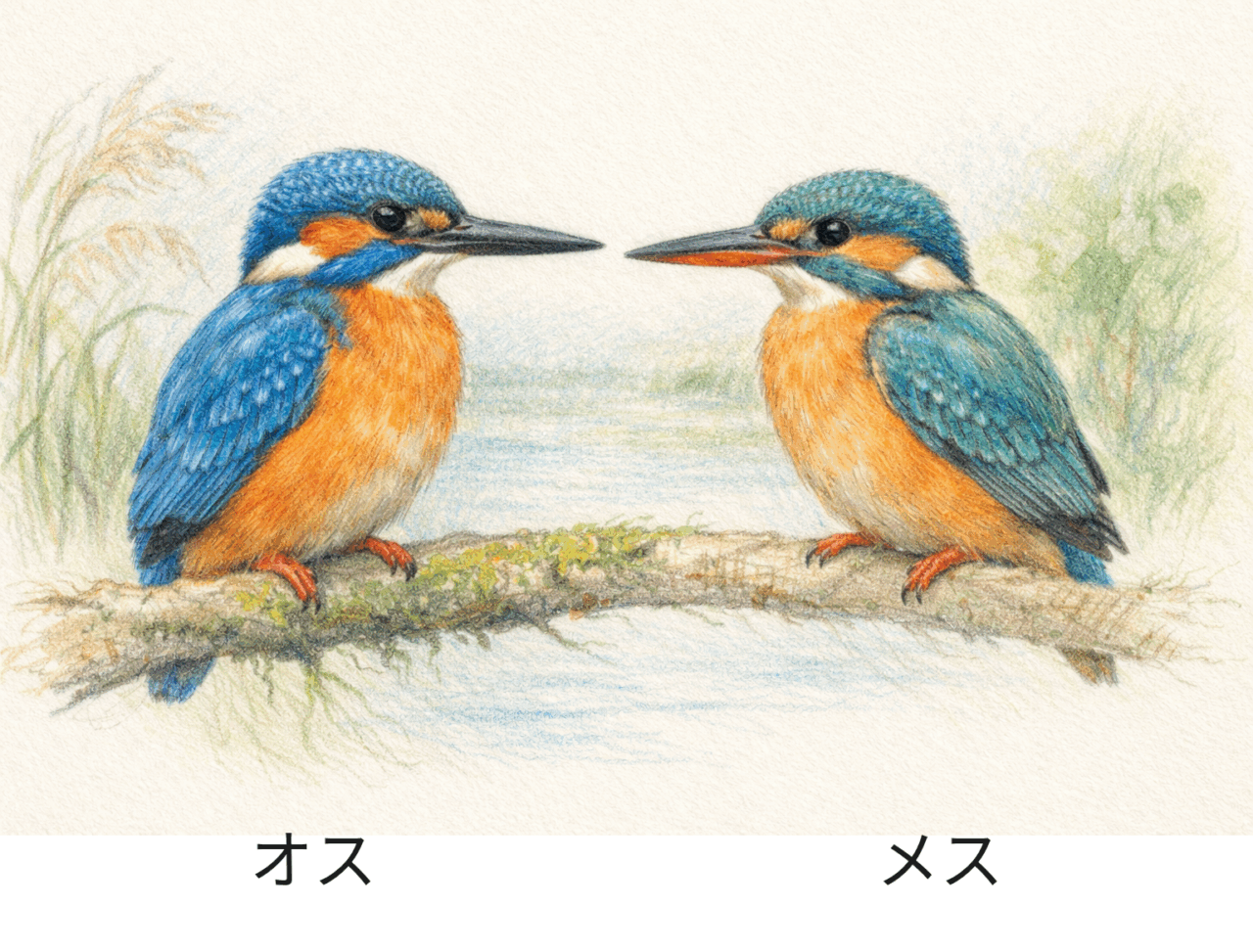 ルリビタキとカワセミの違いと見分け方 カワセミのオスとメスの違い