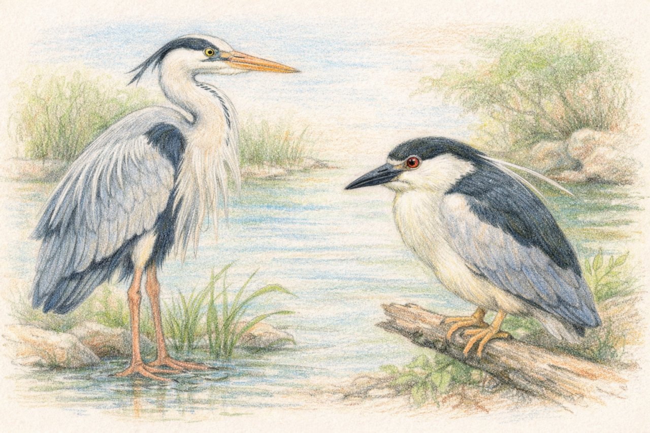 アオサギとゴイサギの違いと見分け方