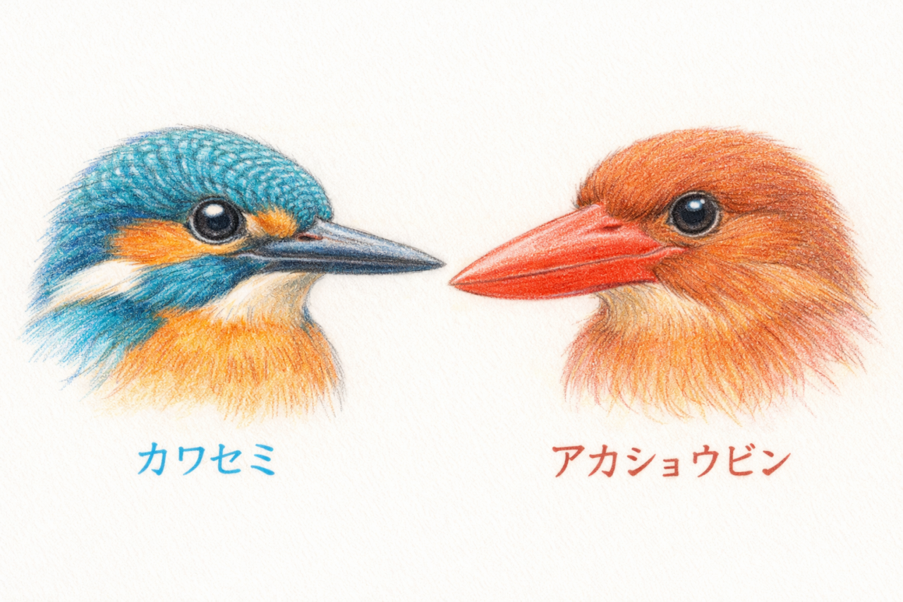 カワセミとアカショウビンの違いと見分け方 顔の違い