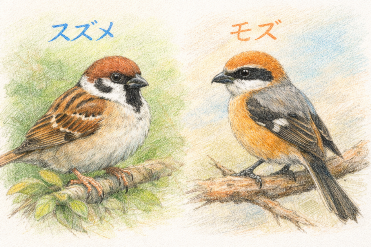 スズメとモズの違いと見分け方　見た目の違い