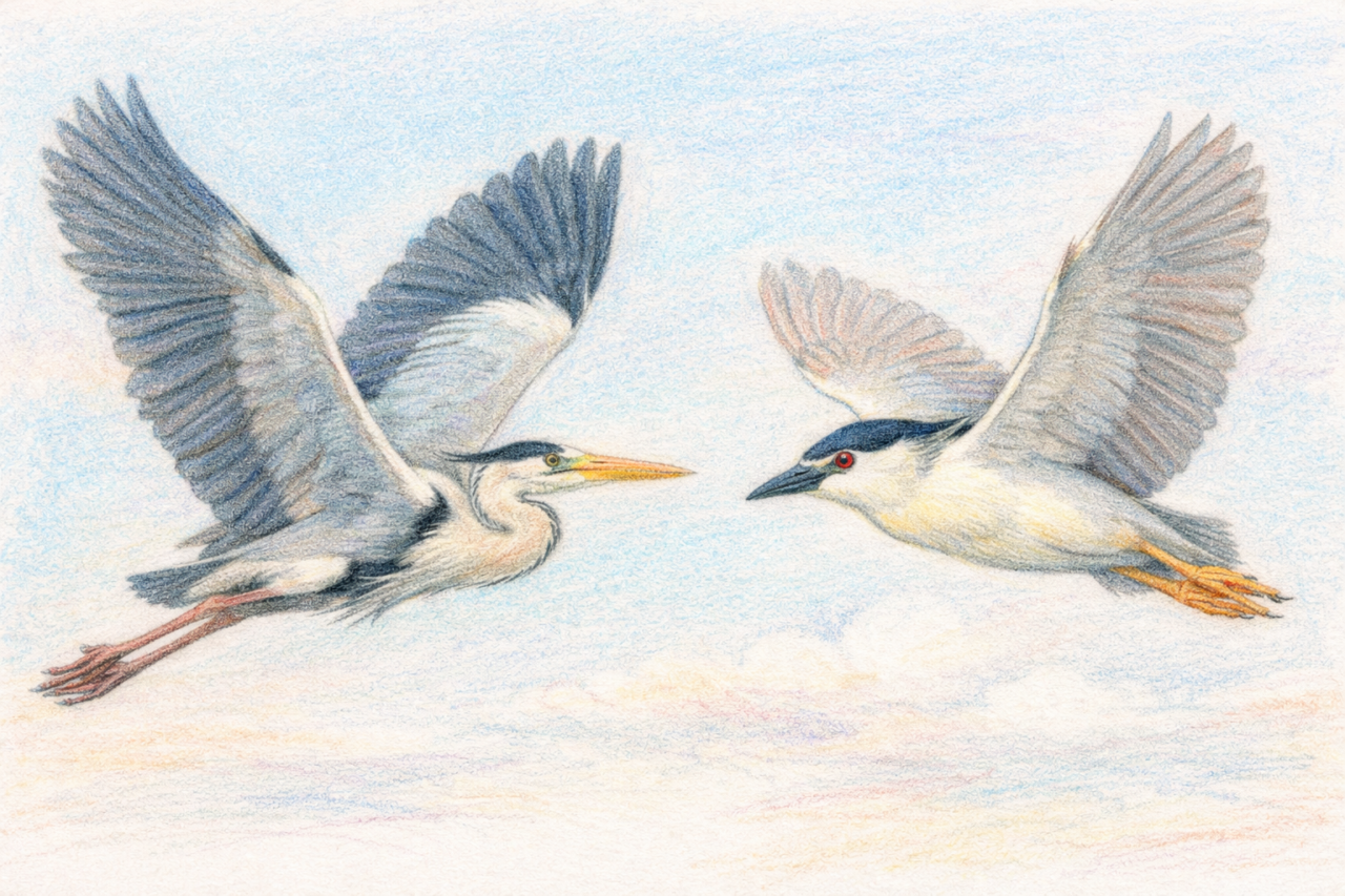 アオサギとゴイサギの違いと見分け方　飛んでいるときの違い