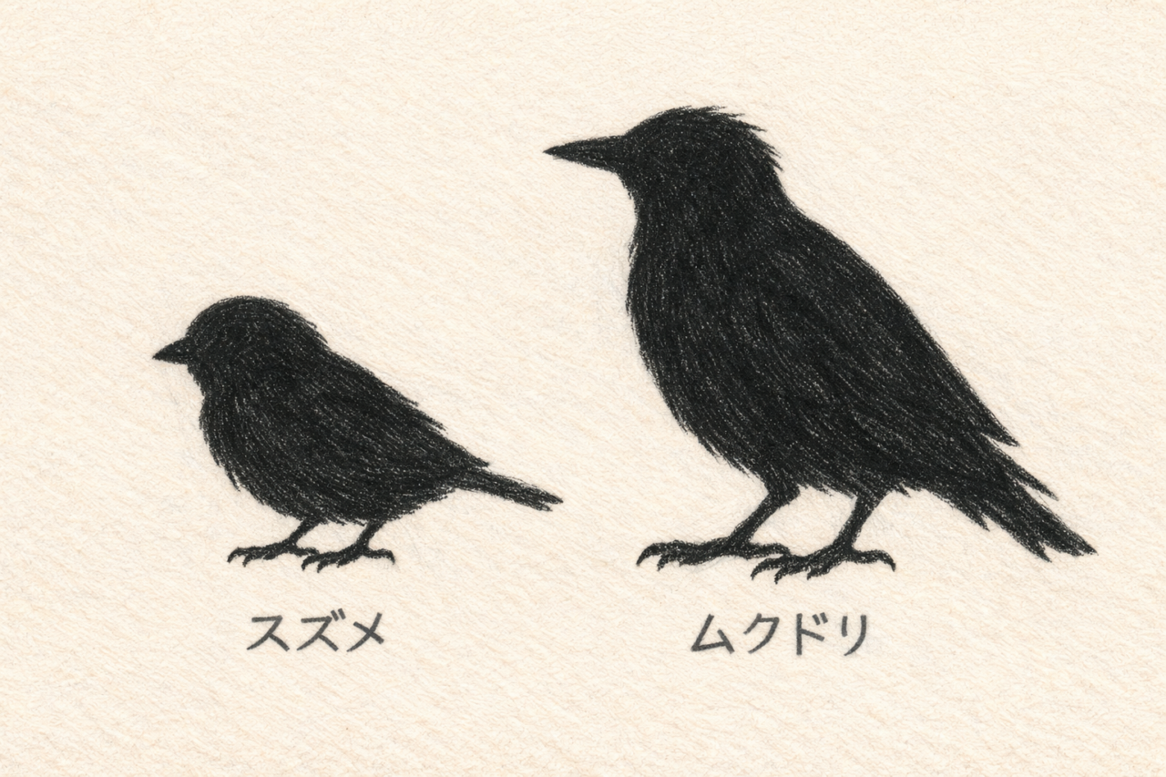 スズメとムクドリの違いと見分け方 大きさ・体型の違い