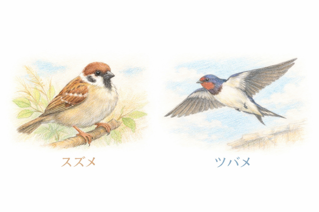 スズメとツバメの違いと見分け方 メス同士の違い