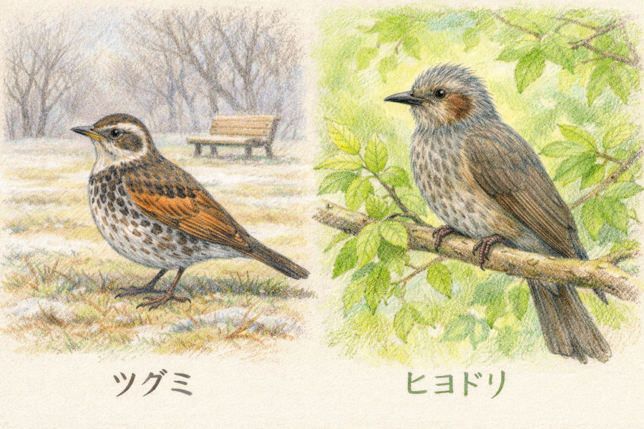 ツグミとヒヨドリの違いと見分け方 見られる時期の違い