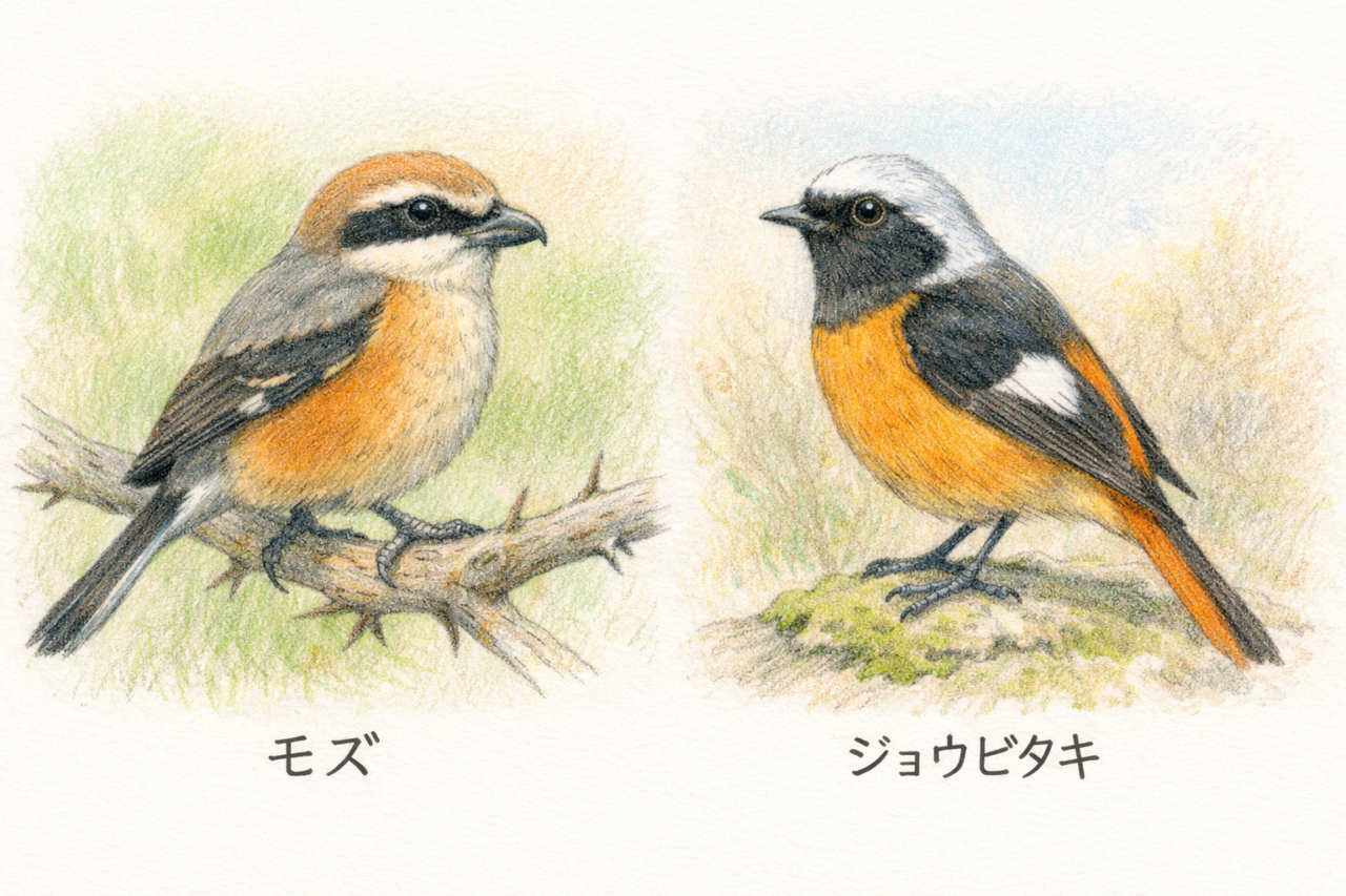モズとジョウビタキの違いと見分け方