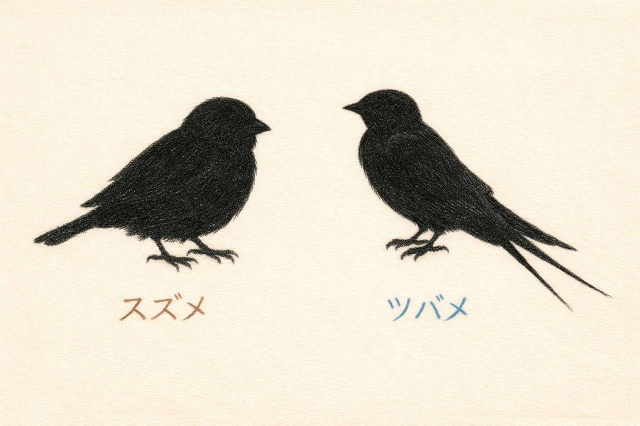 スズメとツバメの違いと見分け方 体型の違い