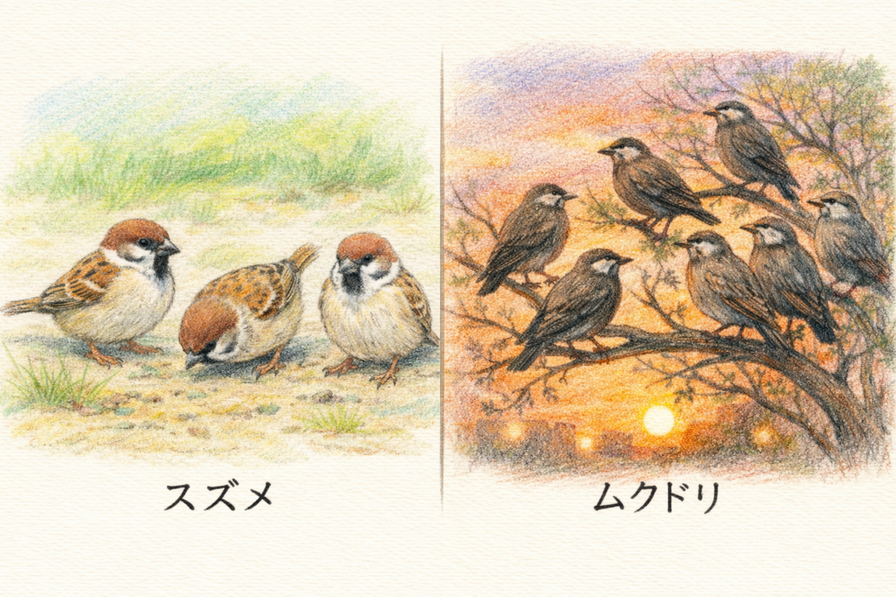 スズメとムクドリの違いと見分け方 習性・行動の違い