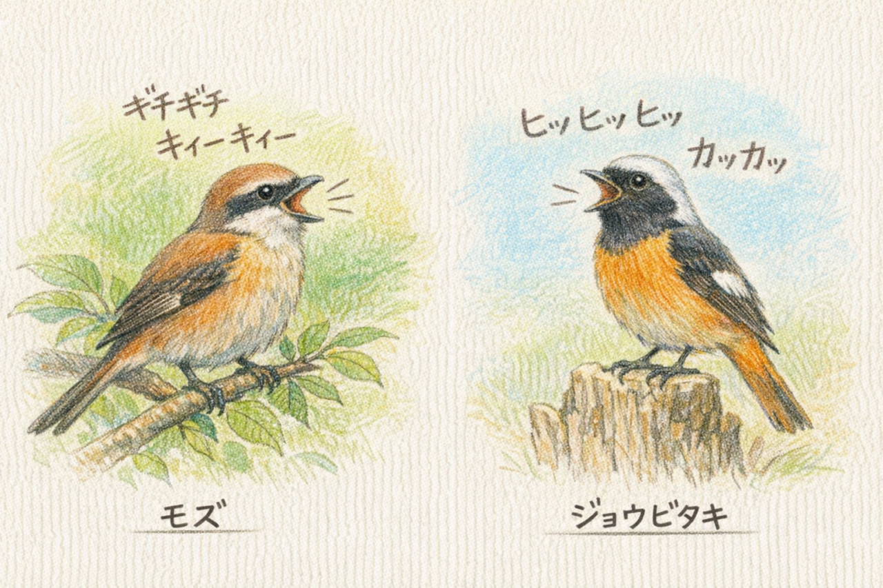 モズとジョウビタキの違いと見分け方　鳴き声の違い