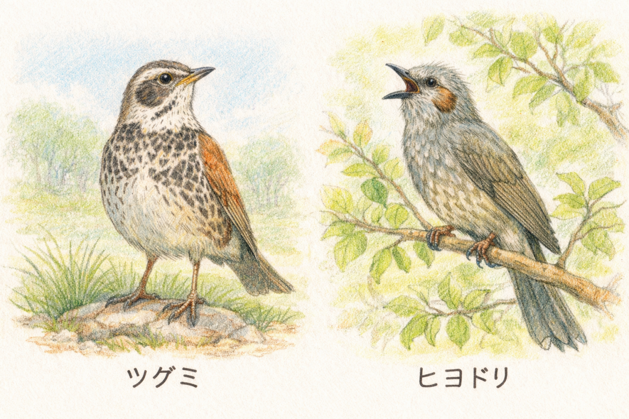 ツグミとヒヨドリの違いと見分け方 習性・行動の違い