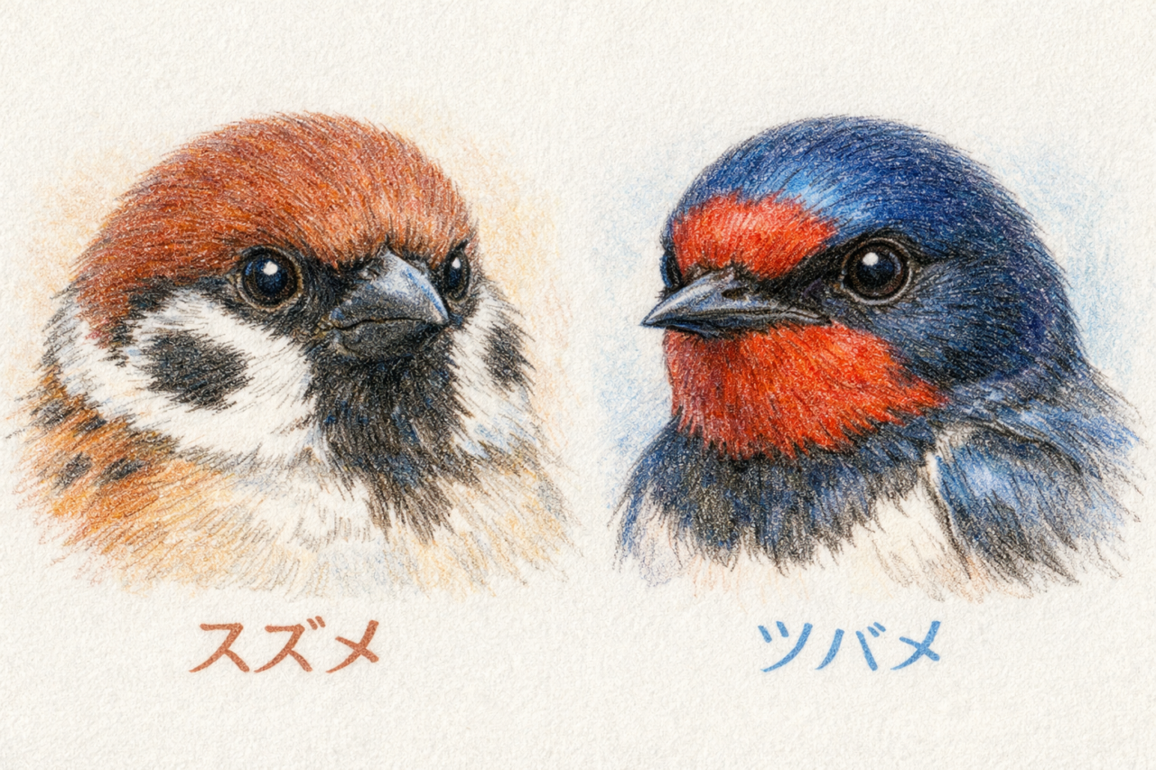 スズメとツバメの違いと見分け方 顔の違い