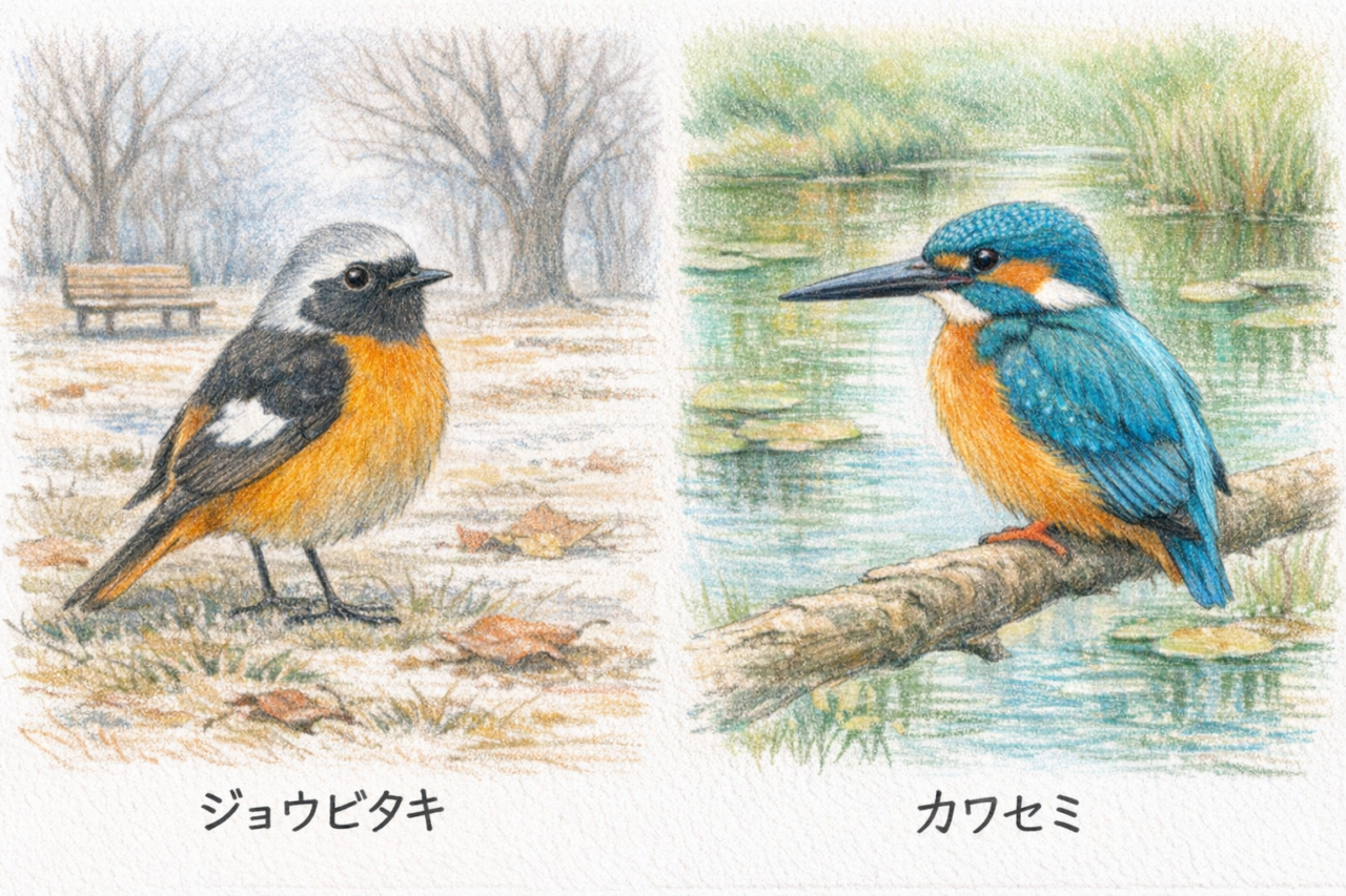 ジョウビタキとカワセミの違いと見分け方 生息環境の違い