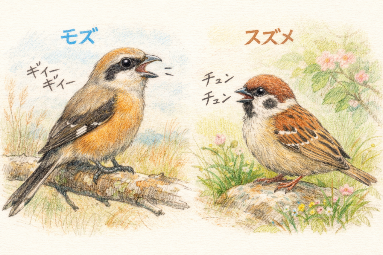 スズメとモズの違いと見分け方　鳴き声・さえずりの違い