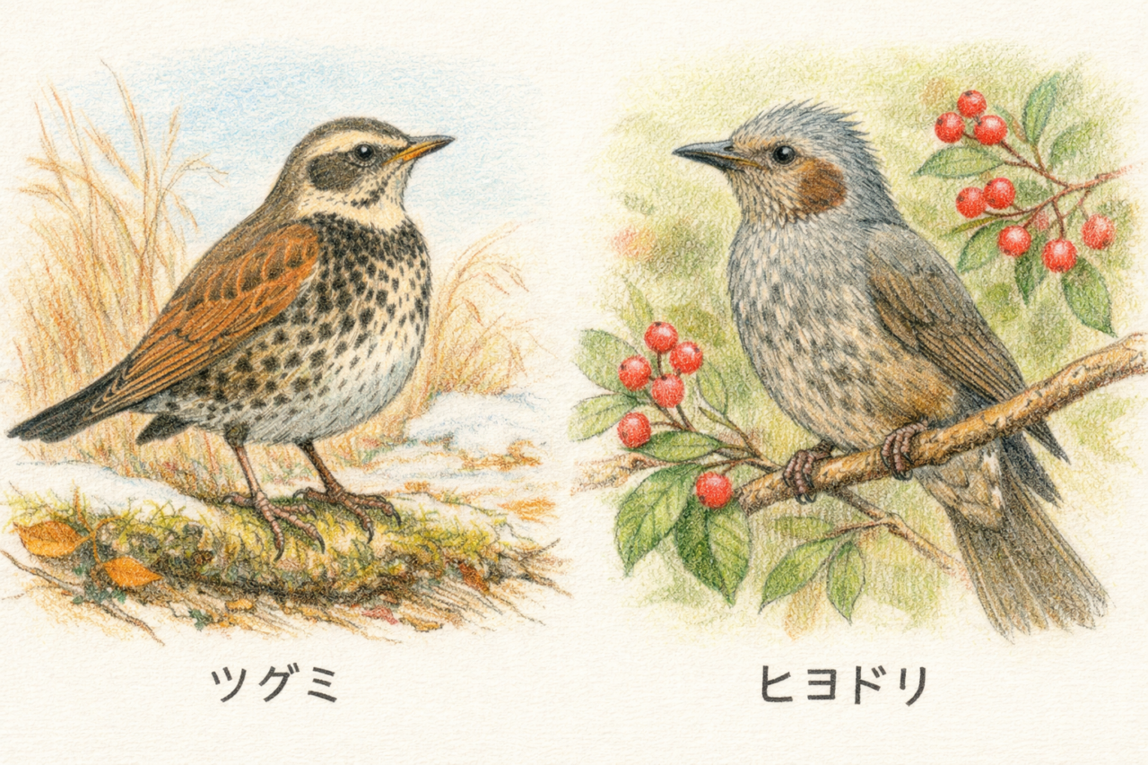 ツグミとヒヨドリの違いと見分け方