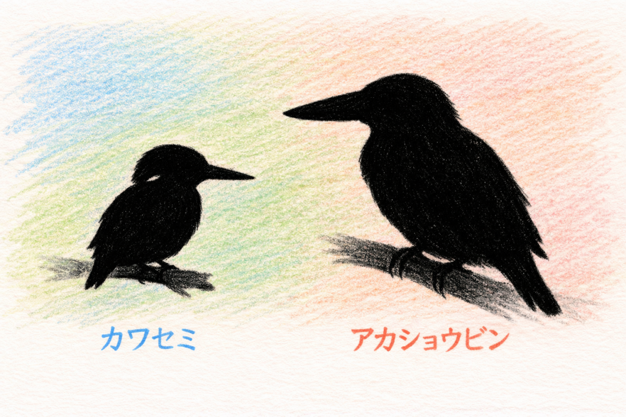 カワセミとアカショウビンの違いと見分け方 大きさの違い