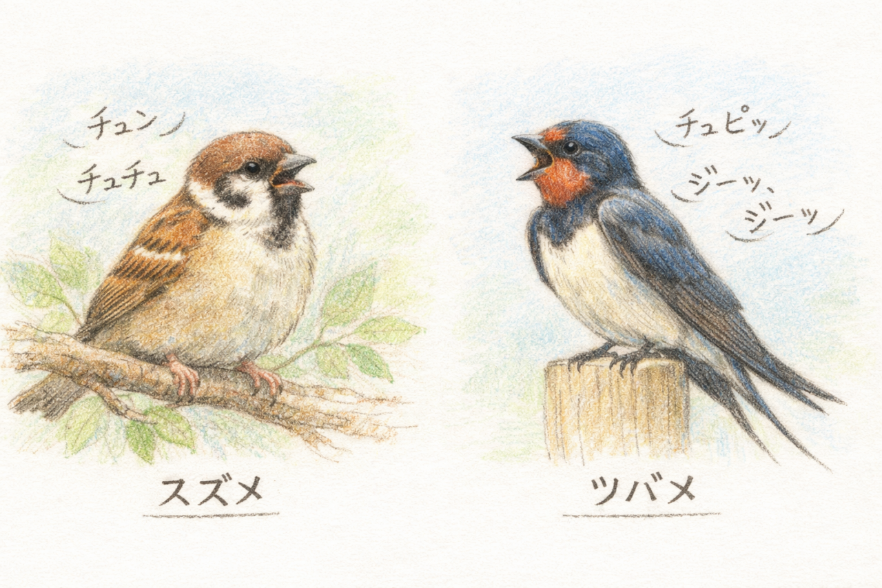 スズメとツバメの違いと見分け方 鳴き声の違い