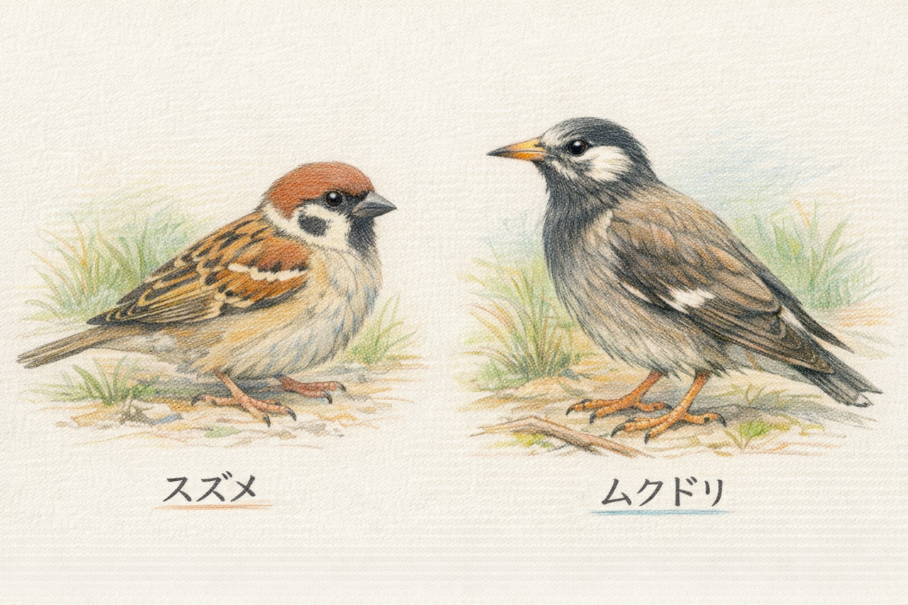 スズメとムクドリの違いと見分け方