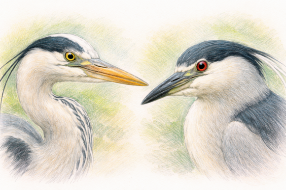 アオサギとゴイサギの違いと見分け方　顔の違い