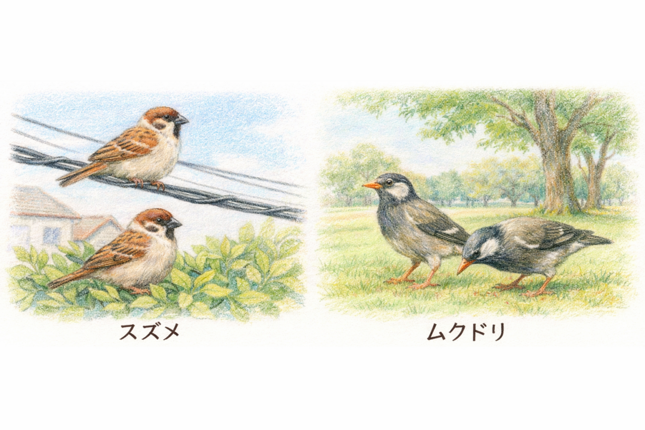 スズメとムクドリの違いと見分け方 生息環境の違い