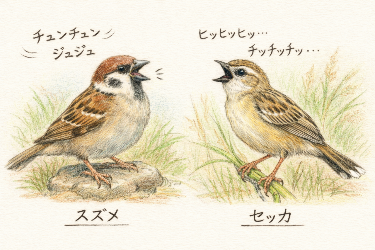 スズメとセッカの違いと見分け方 鳴き声の違い