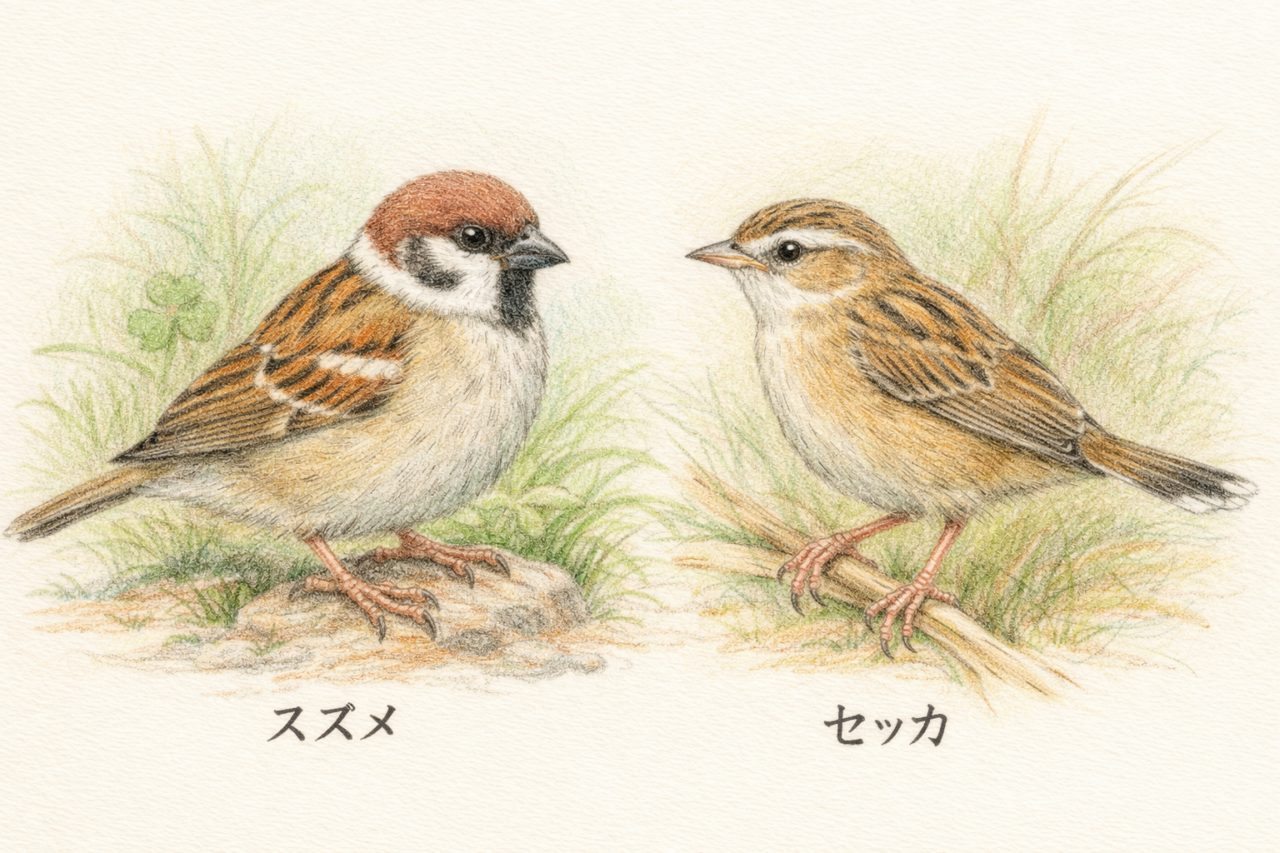 スズメとセッカの違いと見分け方 メス同士の違い