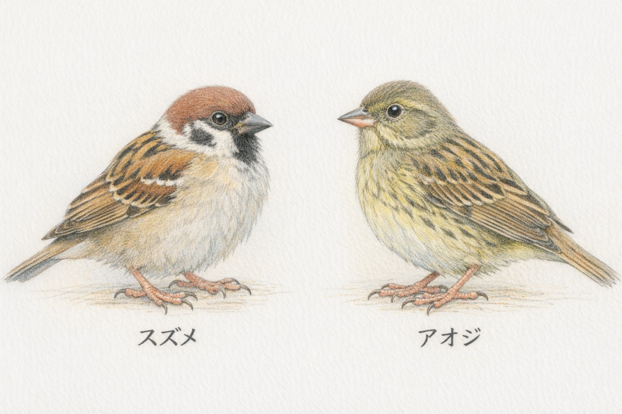 スズメとアオジの違いと見分け方 メス同士の違い