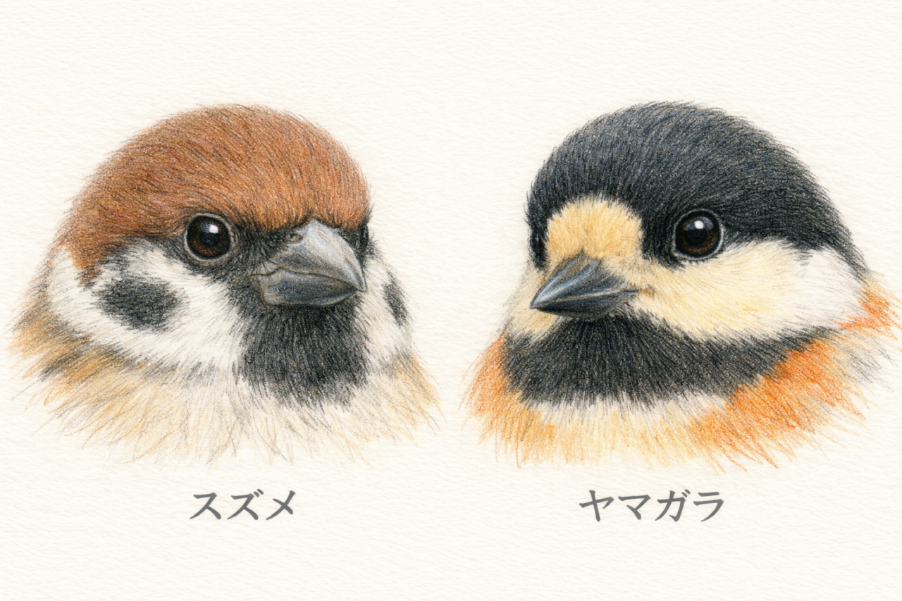 スズメとヤマガラの違いと見分け方 顔の違い