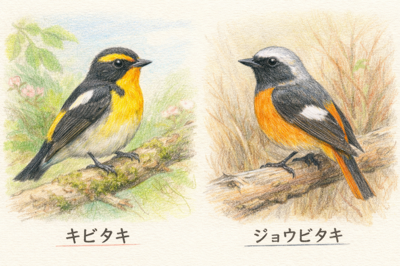 キビタキとジョウビタキの違いと見分け方